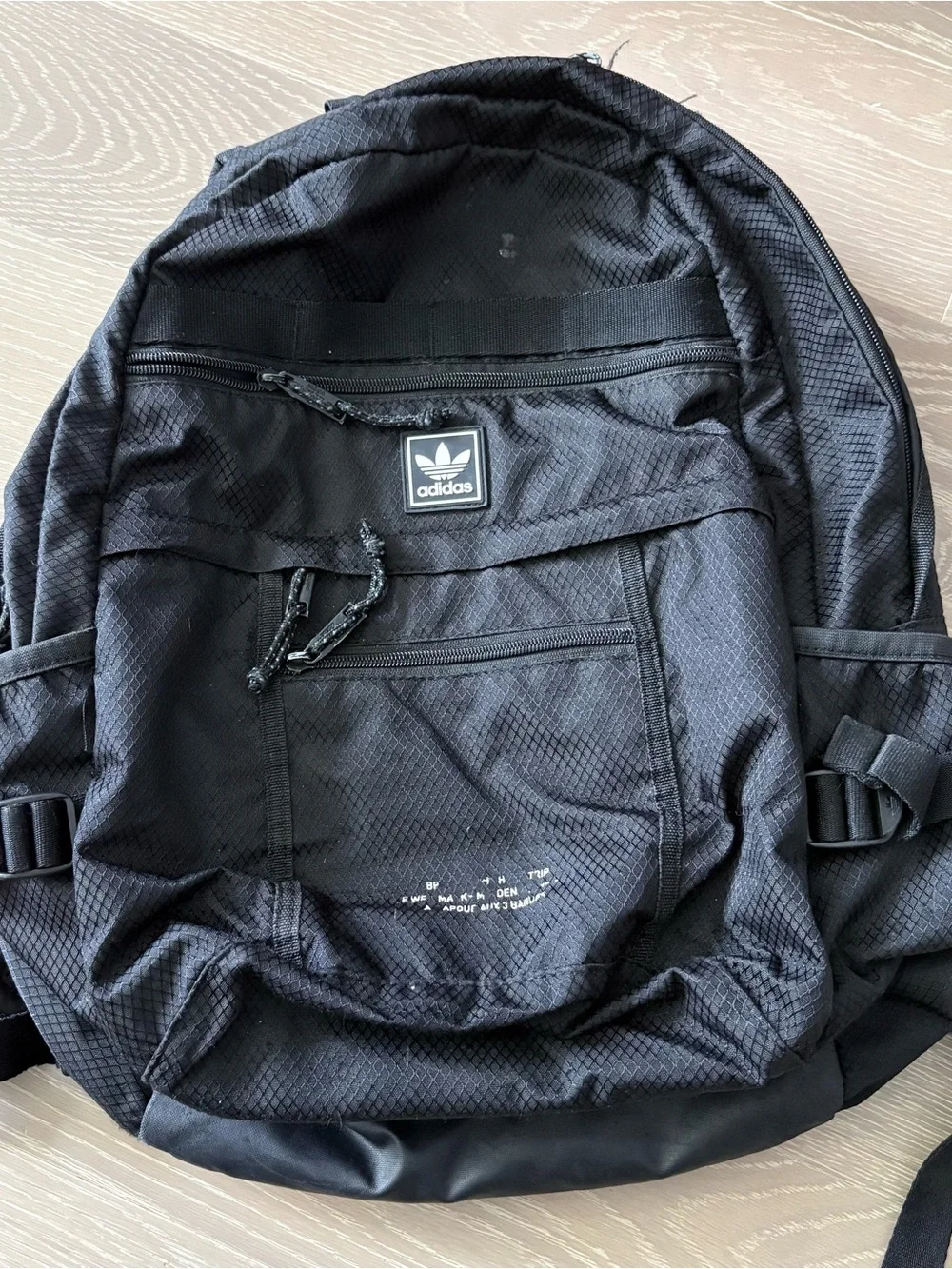 adidas Black ripstop Trefoil Logo Backpack